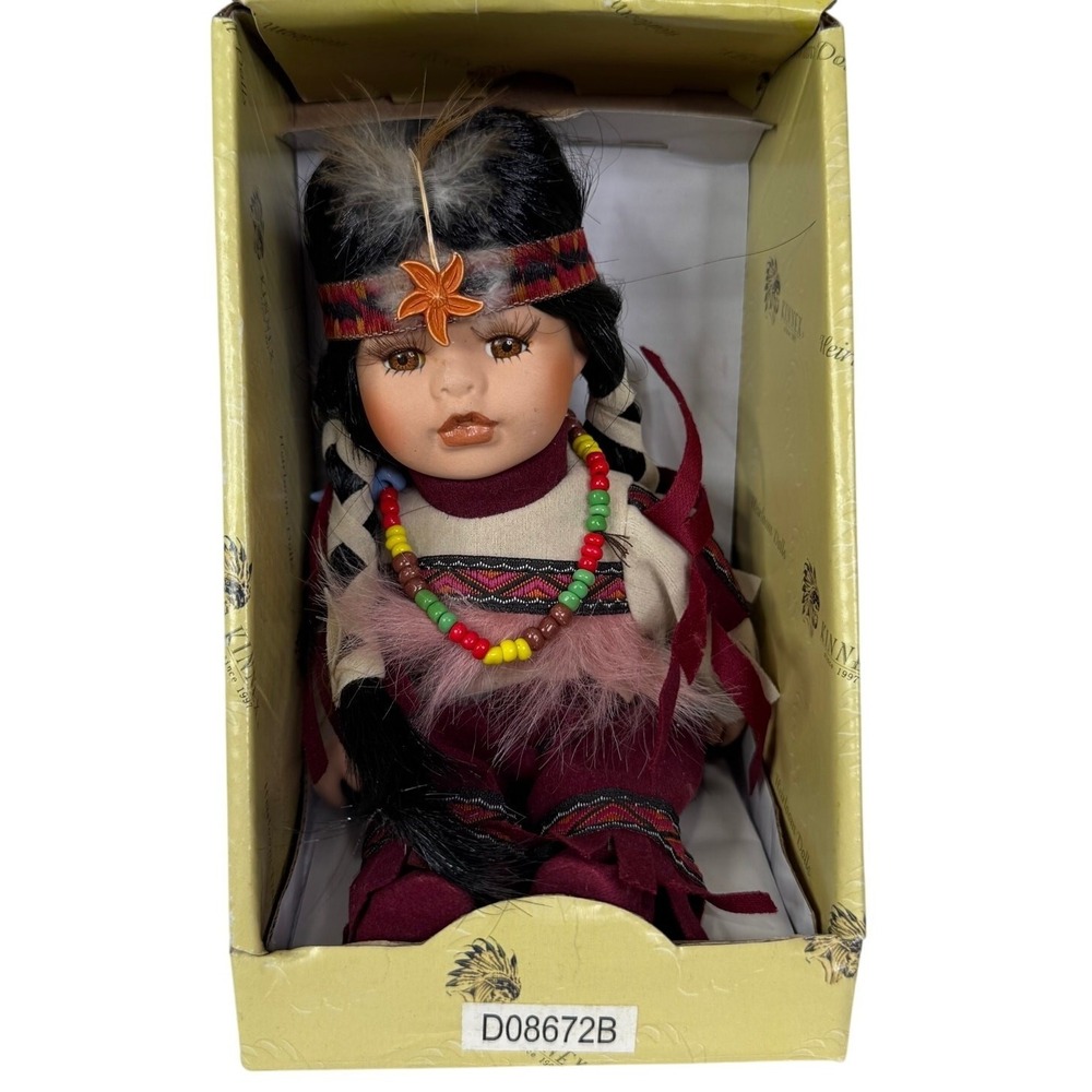 Kinnex‎ Heirloom Little Cubs Native American 8" Porcelain Doll D08672B